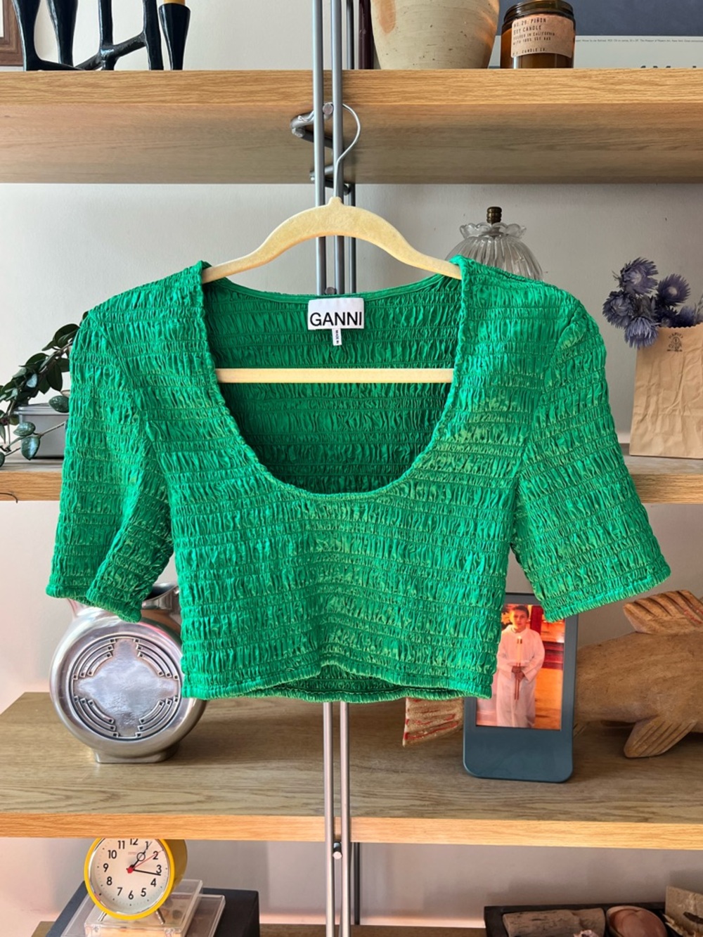 GANNI Ruched Crop Top